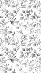 Obraz premium Cute silver floral pattern on a white background 