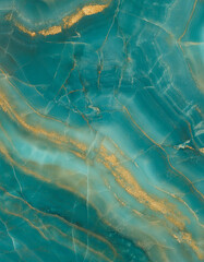 Naklejka premium Teal Marble with Gold Veins
