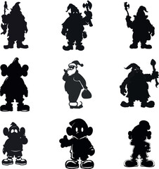 Christmas Silhouettes Bundle: Waving Elf, Holiday Gnome, Festive Decoration Design