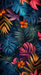 Dark pattern with exotic leaves