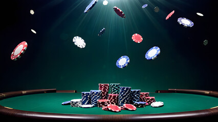 casino chips and cards, gambling concept background, ai generated