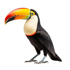 Naklejka premium Colorful Toucan Bird With Vibrant Beak On Transparent Background