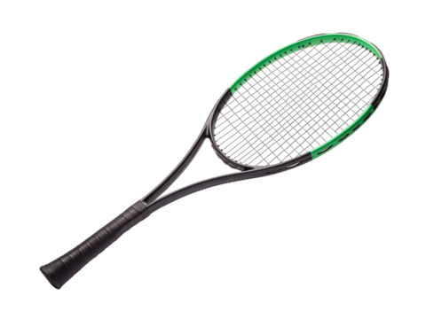 Green And Black Tennis Racket With Modern Design On Transparent Background