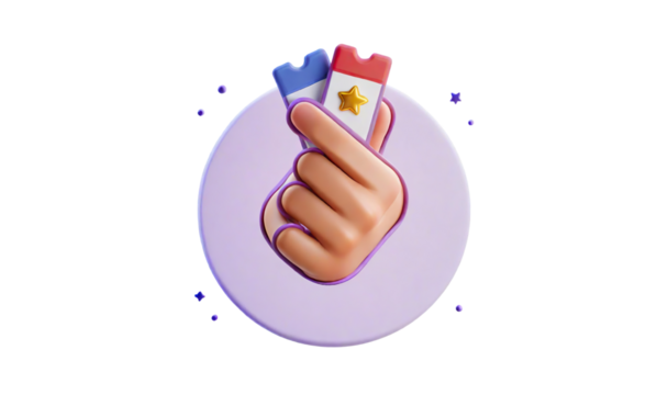 A hand holding two tickets with a star on it