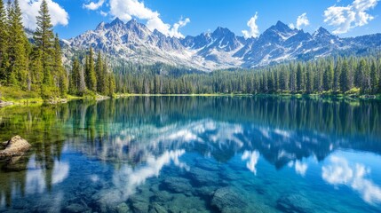 Serene Mountain Lake with Clear Reflection