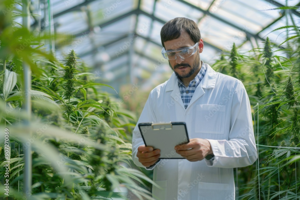 Aufkleber a scientist holding a tablet in a lab setting