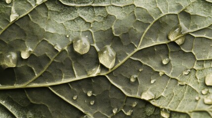 Obraz premium Macro Shot of Rain Droplets on Leaf Revealing Intricate Details of Nature's Beauty