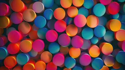 A collection of vibrant circles against a dark backdrop