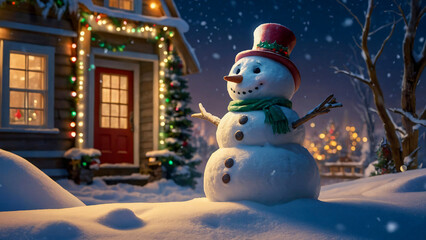 Obraz premium A Snowman’s Holiday Greeting