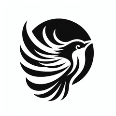 Obraz premium black and white bird logo illustration