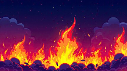 Fire flame flat cartoon style. vector illustration