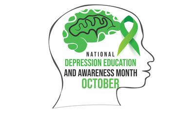 National Depression education and awareness month. background, banner, card, poster, template. Vector illustration.