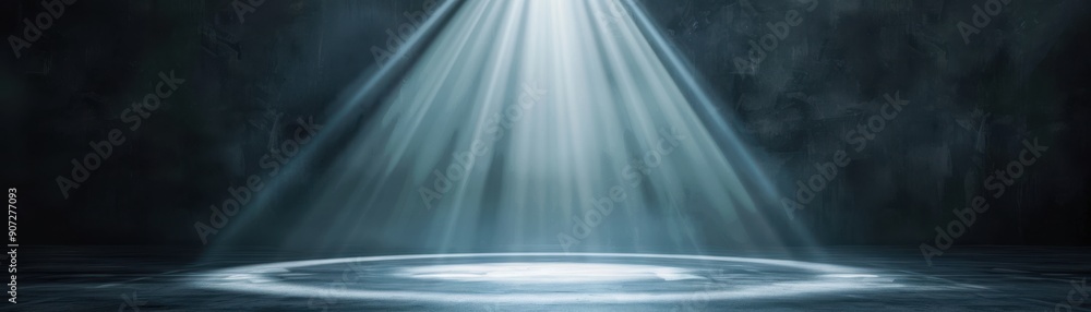 Poster a serene beam of light illuminates a dark space, creating a tranquil atmosphere and highlighting the