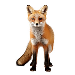 Alert Red Fox Standing On Transparent Background