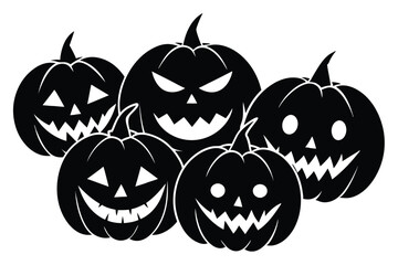 scary jack o lantern pumpkins with different vector illustration  