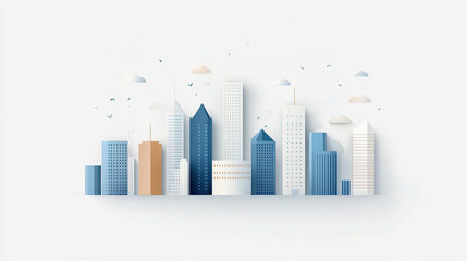 Fototapeta premium minimalist abstract city skyline, in the color of blue