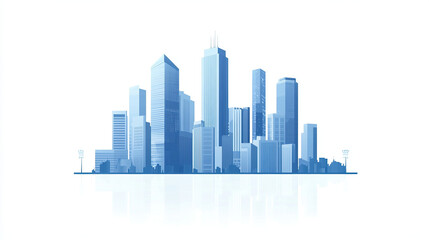 minimalist abstract city skyline, in the color of blue