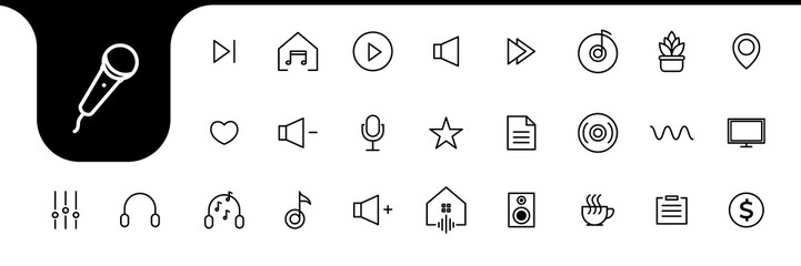 button of the music set icon design vector