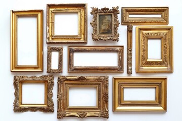 A collection of picture frames hanging on a wall