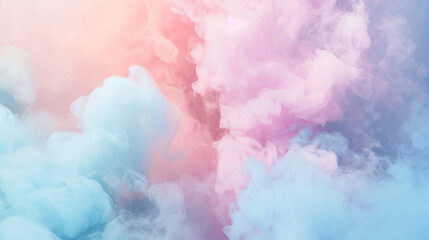 Fototapeta premium Pastel pink and blue smoke, abstract cute dreamy background