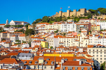 View to Lisbon castle from Carmo Convent