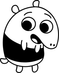 Cute tapir line art cartoon character, coloring page