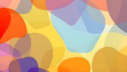 A background with overlapping, translucent shapes in a spectrum of bright, contrasting colors, creating an engaging abstract design. Multiple variations available 