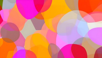 Obraz premium A background with overlapping, translucent shapes in a spectrum of bright, contrasting colors, creating an engaging abstract design. Multiple variations available 