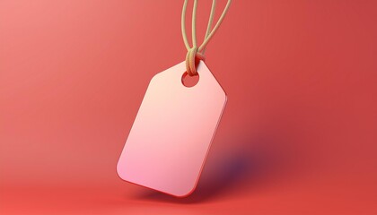 A minimalist pink tag hanging against a soft gradient background, perfect for branding and promotional use.