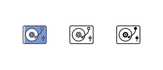 Record player Icons thin line and glyph vector icon stock illustration