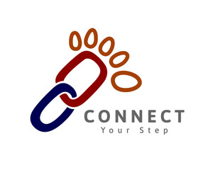 link mark connection foot track logo design