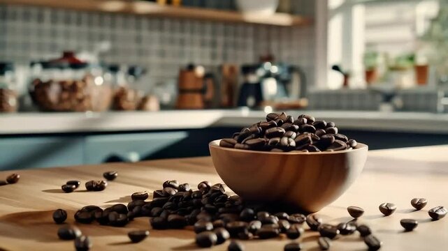Fresh Coffee Beans on Wooden Surface