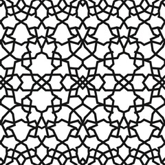 Naklejka premium Flat seamless arabic geometric ornament outline pattern