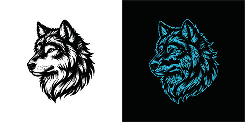 wolf mascot design of the head of arctic wolf. Vector wolf's head as a design element	