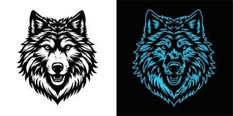 wolf mascot design of the head of arctic wolf. Vector wolf's head as a design element	