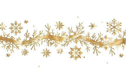 Golden snowflake border wave vector clip art illustration for winter holidays
