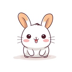 Cute Smiling Rabbit Simple Line Art Illustration