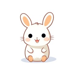 Obraz premium Cute Smiling Rabbit Illustration in Simple Line Art