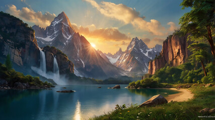 sunrise over the lake