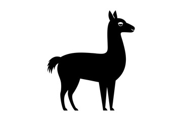 
Lama Silhouette,  Vector of lama standing side view black silhouette



