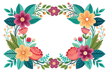Obraz premium Colorful Floral Wreath with White Center