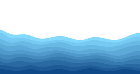 Sea waves. Blue river ocean wave layer vector background illustration