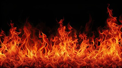 Red flame fire pattern on black background, fire, flames, red, heat, abstract, hot, inferno, blazing, burning, danger, dark