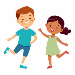 Kids playing vector illustration on a white background