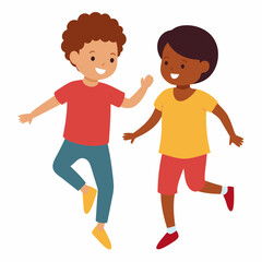 Kids playing vector illustration on a white background