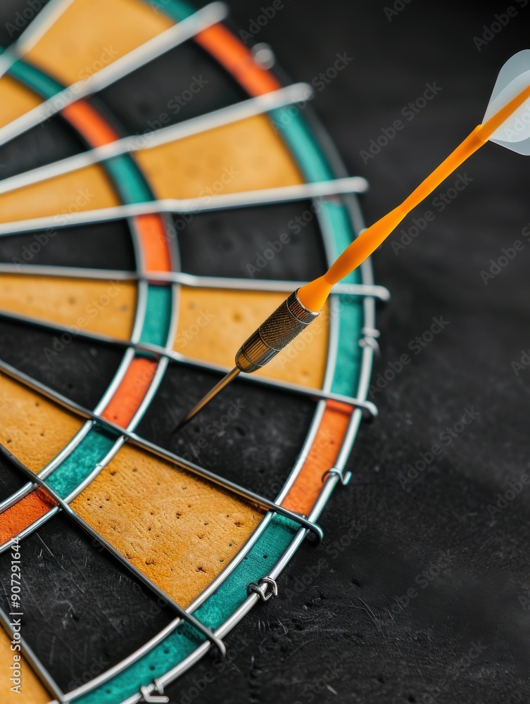Poster dart sticking into a dartboard highlighting the precision and excitement of the game.
