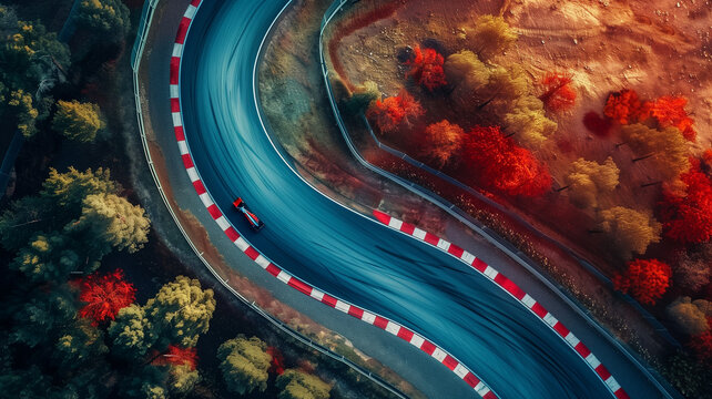 Aerial view of formula one race track - Powered by Adobe
