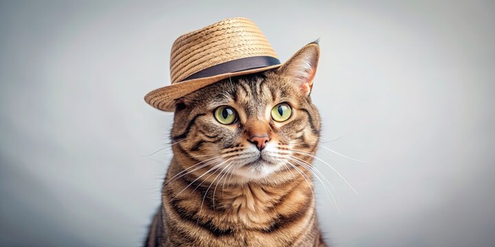 Cat wearing a stylish hat, cat, hat, feline, fashion, trendy, accessory, whiskers, cute, pet, animal, domestic