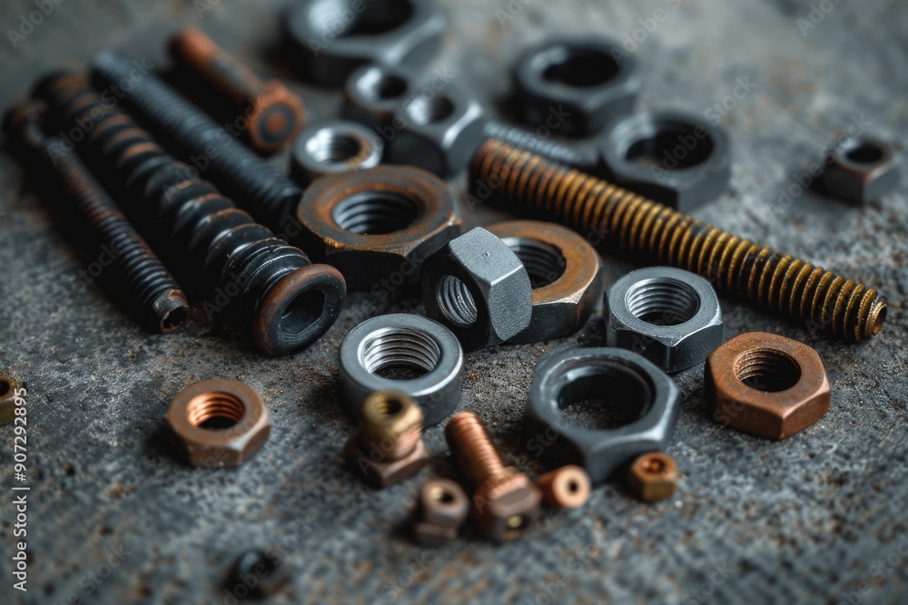 Poster Mechanical components arranged neatly on a workbench