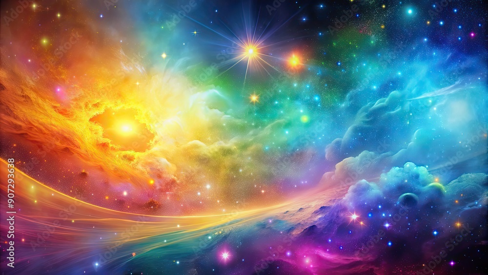 Wall mural abstract cosmic gradient background with vibrant colors and ethereal patterns, galaxy, universe, spa